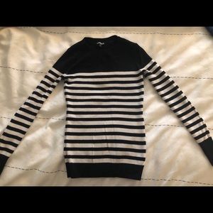 Express - black and white fitted sweater